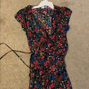 Gap printed floral wrap dress Small